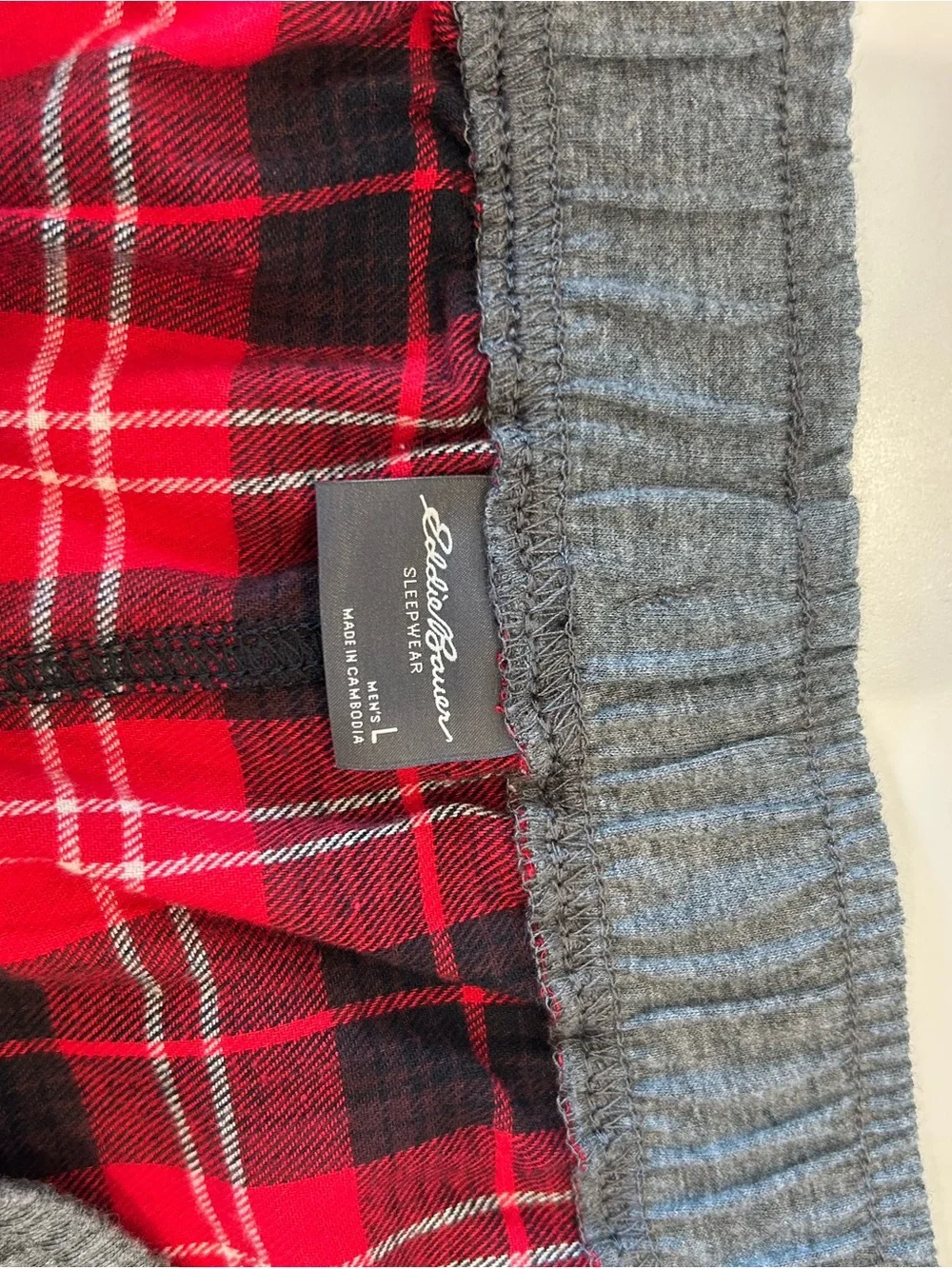 Eddie Bauer Plaid Flannel Sleep Pants Size Large Men's Red Black Gray Pajama